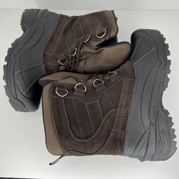 Totes Brown/Black Lined Mens Size 8 Weatherproof Waterproof Winter Duck Boots - Picture 6 of 10